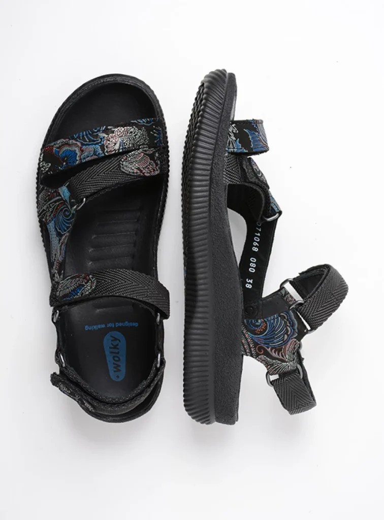 Wolky Sandalen 00710 Energy Lady 68080 Veloursleder schwarz/blau