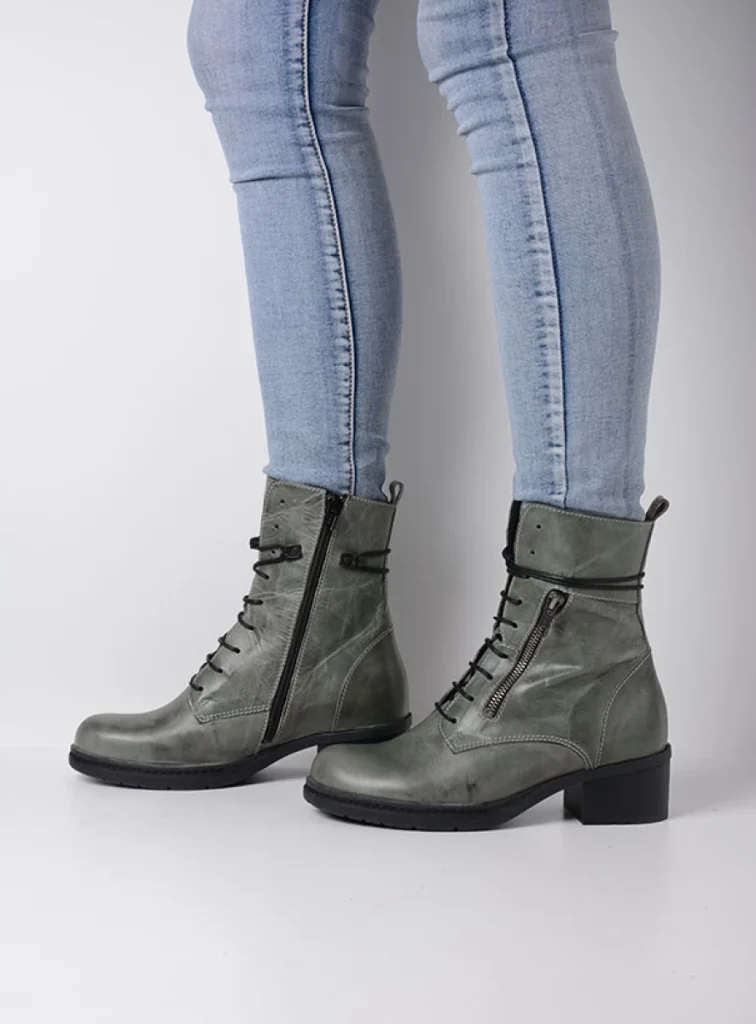 Wolky Stiefel 01273 Rimbley 37215 Leder grau-grün