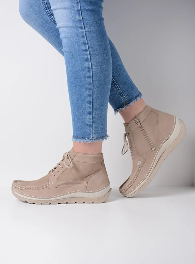 Wolky Hohe Schnürschuhe 04901 Salado 10125 Nubukleder khaki