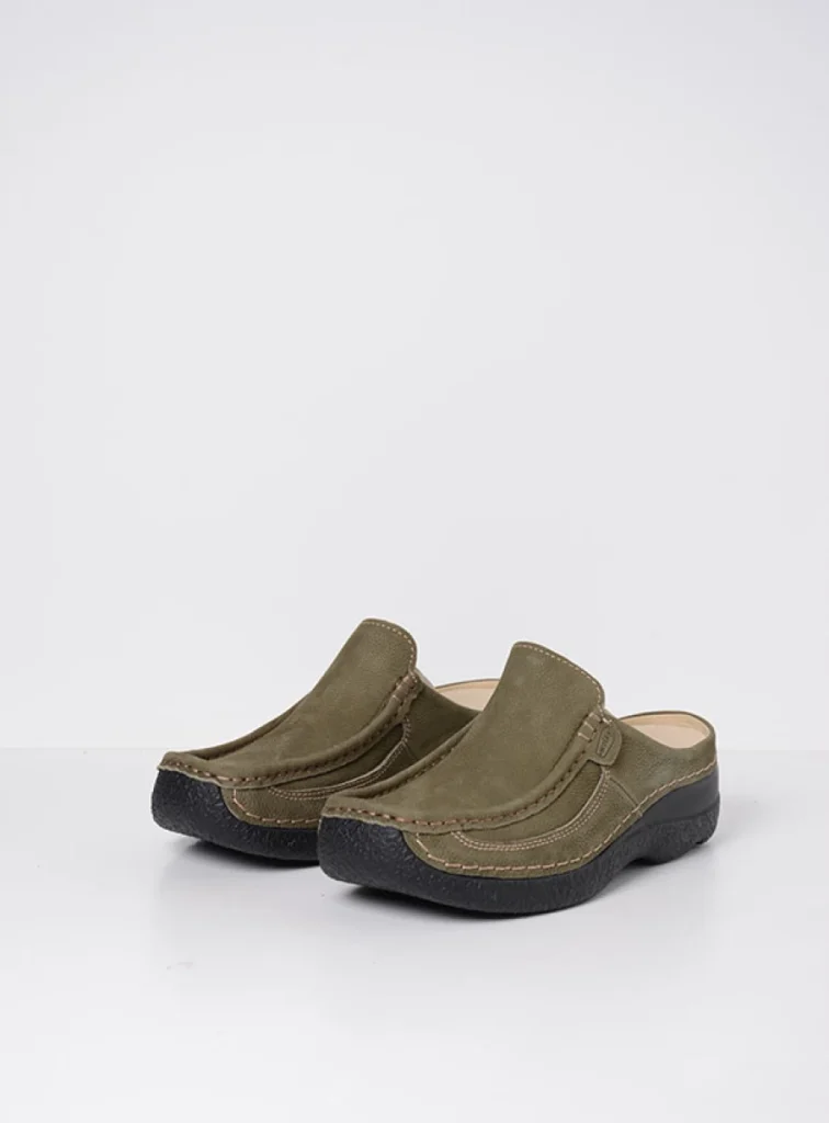 Wolky Clogs 06202 Roll Slide 13709 Nubuk Pesto grün