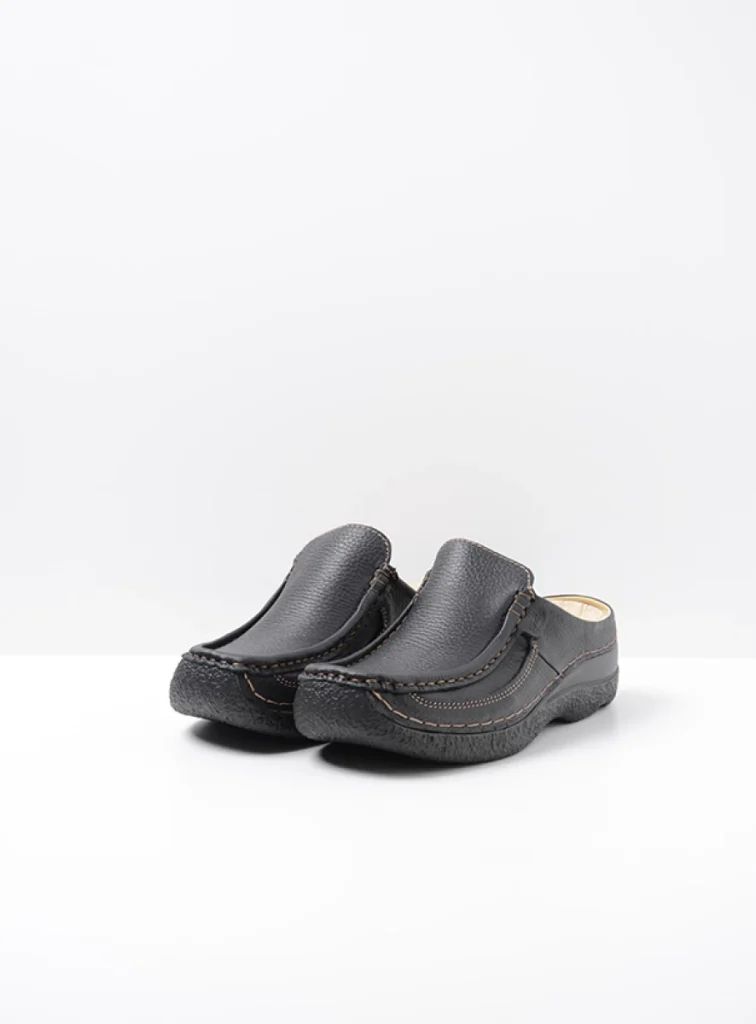 Wolky Clogs 06202 Roll Slide 70000 Leder schwarz geprägt