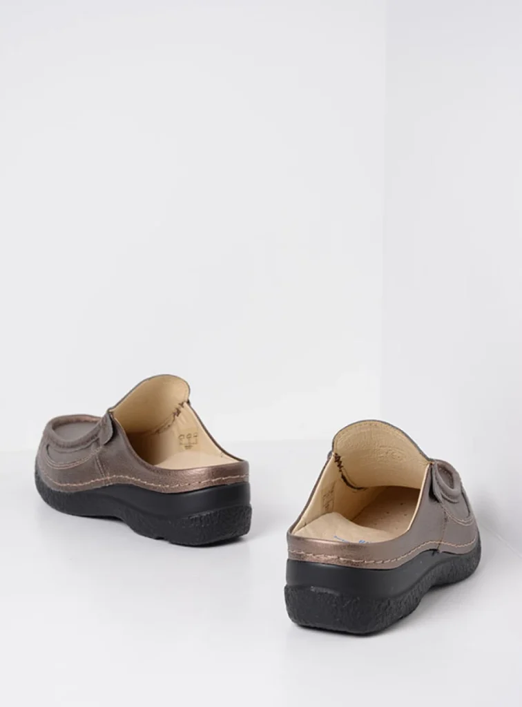 Wolky Clogs 06202 Roll Slide 70320 Leder bronze geprägt