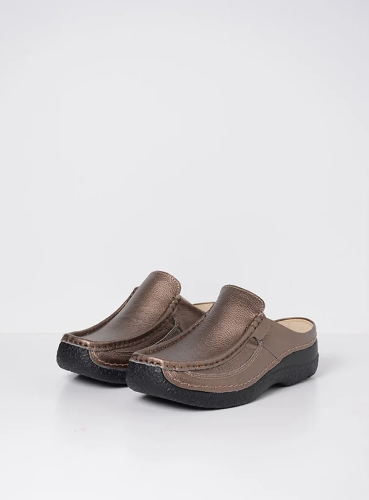 Wolky Clogs 06202 Roll Slide 70320 Leder bronze geprägt