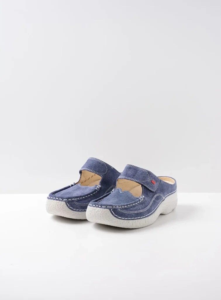 Wolky Clogs 06227 Roll Slipper 93820 Veloursleder denimblau