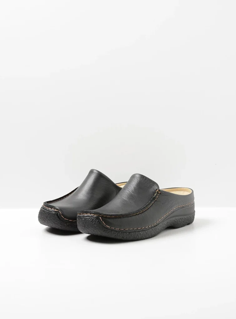 Wolky Clogs 06250 Seamy Slide 70000 Leder geprägt schwarz