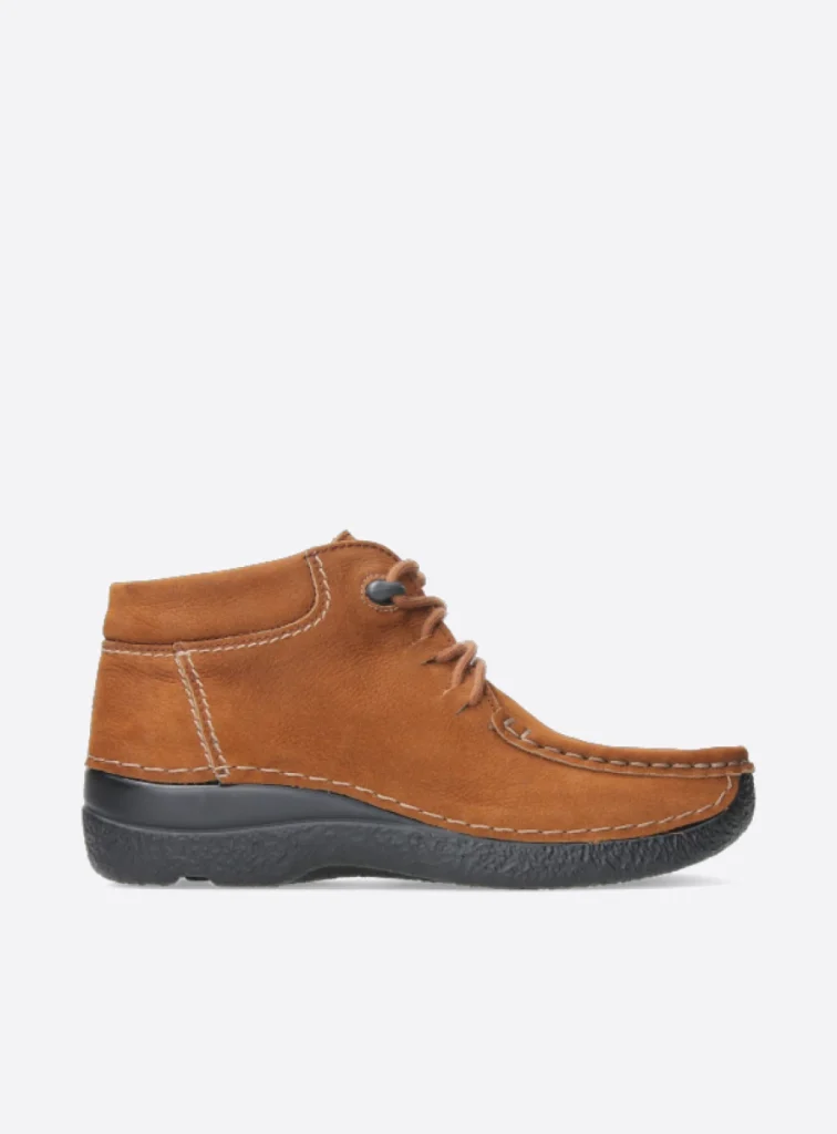 Wolky Hohe Schnürschuhe 06253 Seamy Moc 11430 Nubukleder cognac